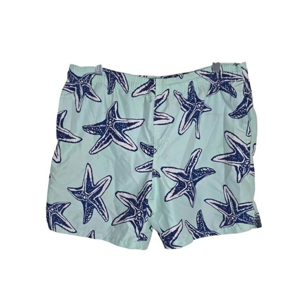RS Surf Swim Trunks Mens Size S Mint Green Navy Starfish Nautical Beach Good - Picture 2 of 8